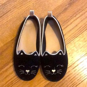 Black and gold cat ballet flats